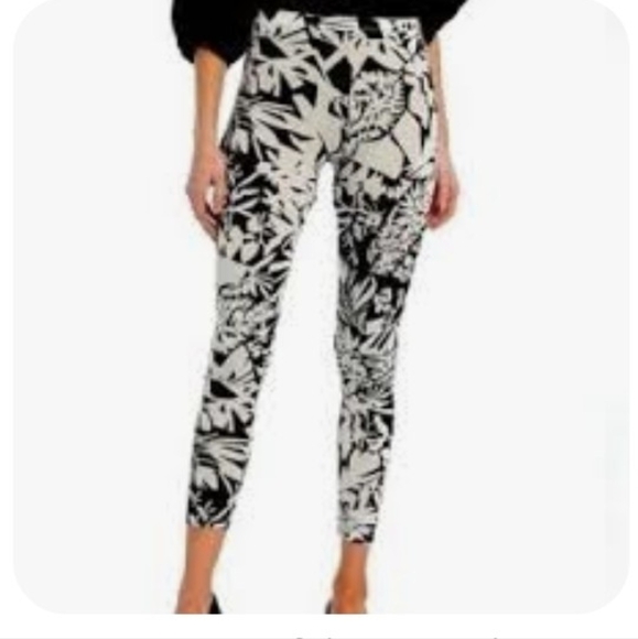 bryn Walker Pants - bryn Walker Floral Black and Gray Women's Crop Leggings NWOT *C3